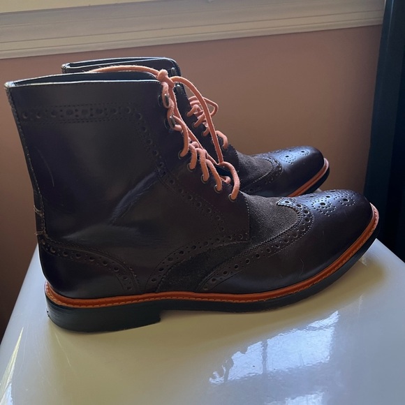 Cole Haan Air Harrison Brown Wingtip Boot Leather Lace up - Picture 4 of 13